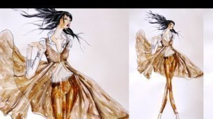'Transparent Fabrics & pants with floral pattern: Fashion Illustration'