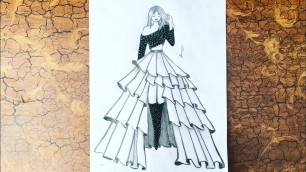 'How to draw a girl with beautiful dress/ fashion illustration/ sanamchzartistry'