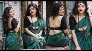 'Beautiful Indian Female Model Wearing Bengali Saree | Hot Female Fashion Models from Kolkata'