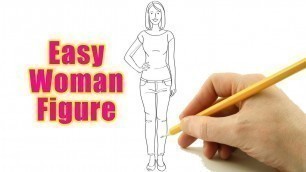 'How to Draw a Woman Figure Outline Drawing: Easy Female Body Sketch Step by Step for Beginners'