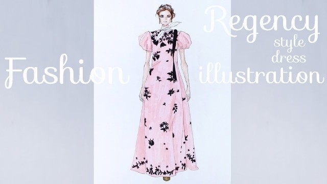 'HOW-TO draw prints REGENCY STYLE Fashion illustration figure colouring with MARKERS REALTIME Erdem'