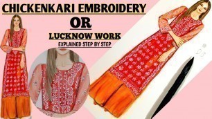 'How to draw CHICKANKARI EMBROIDERY || How to show Lucknowi hand Embroidery  || Fashion illustration'