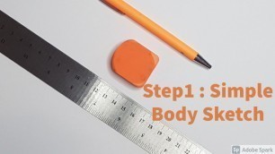 'Simple Body Sketch - Fashion Illustration for Beginners Step by Step/ Step1'
