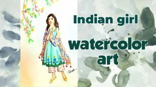 'watercolor girl | how to make girl painting in palazzo dress | fashion illustration | how to'