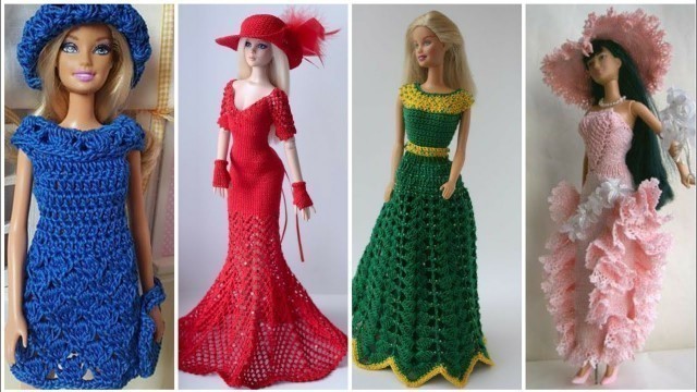 'Unique fashion crochet barbie Maxi dress design/crochet doll dress design'