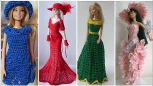 'Unique fashion crochet barbie Maxi dress design/crochet doll dress design'