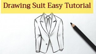 'How to draw a suit and tie easy Drawing coat step by step tutorial for beginners | Clothes drawing'