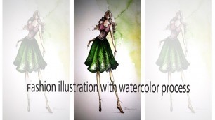 'Fashion illustration with watercolor process'