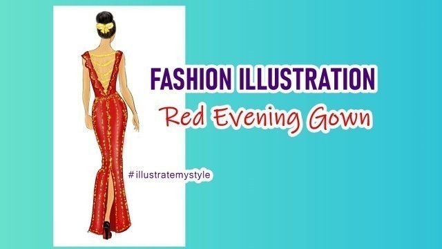Fashion Illustration RED EVENING GOWN Fashion Design Drawing