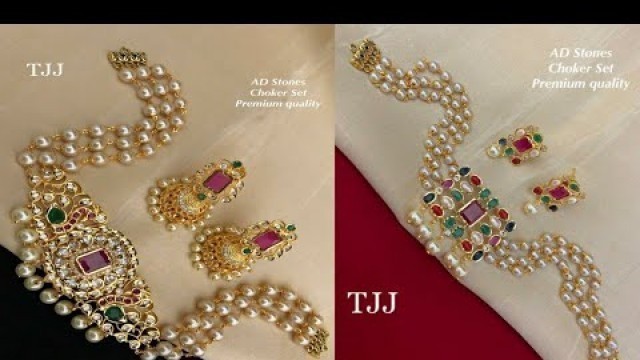 'trendy pearl jewellery, multicolor stone beads jewellery collection with prices'