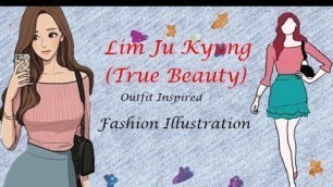 'True Beauty Lim Ju Kyung Outfit Inspired Digital Art Fashion Illustartion'