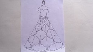 'Simple dresses drawings step-by-step/fashion illustration drawing/easy girl drawing/drawings//'