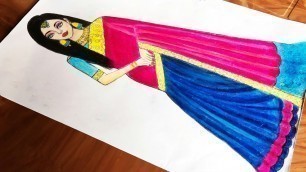 'You Tube Shorts Video | Saree Drawing | Dress Drawing | Girl drawing | fashion design |Shorts'