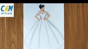'Simple Dresses drawings | Güzel bir kız nasıl çizilir | Fashion Dress Illustration'