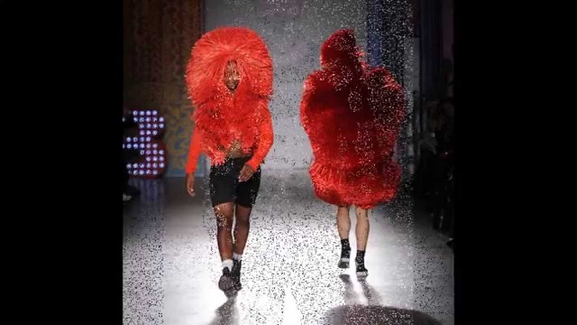 'Designers showcase freaky fashion collection featuring mohawk hats, riot-inspired masks'