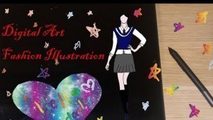 'School Uniform Digital Art Fashion Illustration'
