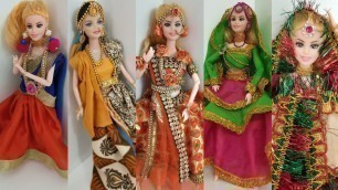 '5 DIY Barbie Designer Dresses Part #2 | Barbie Doll Party Dresses Making | CraftLas'