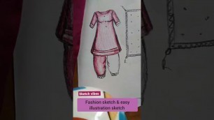 'latest fashion sketch / drawing for girl #art #womanwear #beginners #dressdesign #artist #shorts'