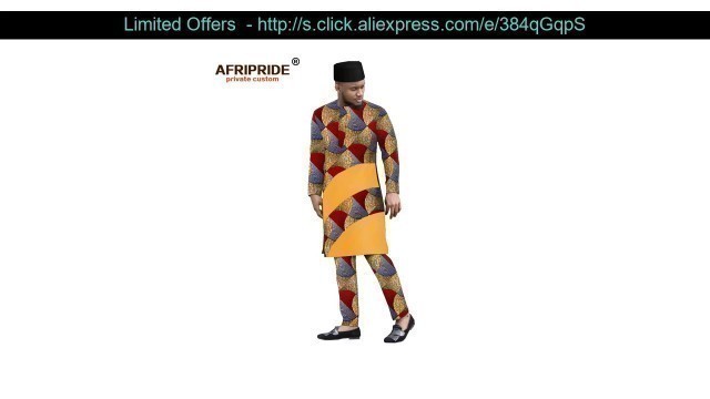 Get African Clothing for Men Print Long Shirts Ankara Pants Tribal Hat 3 Piece Suit Dashiki Outfits