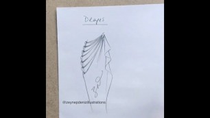'Fashion sketch tutorial by ZEYNEP DENIZ-drawing drapes'
