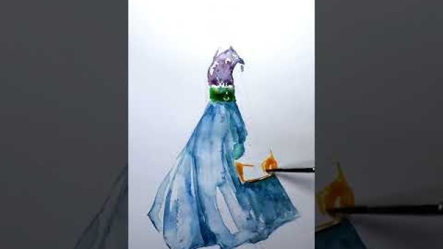 'How to draw /design/fashion illustration/with water colour#shorts'