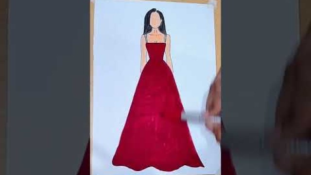 'Beautiful girl in red dress #glitter#dress#fashion#illustration#shorts'