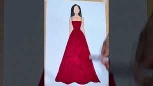 'Beautiful girl in red dress #glitter#dress#fashion#illustration#shorts'