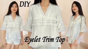 'DIY Pretty Eyelet Trim Top from Scratch! Fashion Clothes Sewing Project with Mayarts Ribbon'