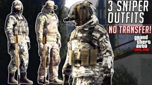 'GTA 5 Online 3 Sniper Military Outfits After Patch 1.57 Tuners Clothing Glitches Not Modded'