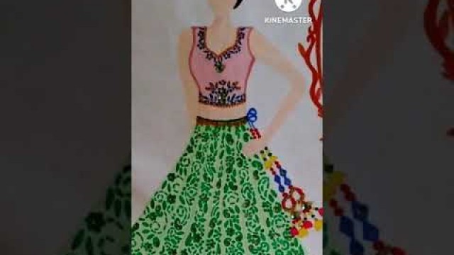 'girl drawing/ easy girl drawing/ girl sketch/ girl with beautiful lahanga/ fashion illustration 2022'
