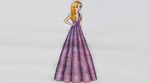 'Fashion illustration dress drawing | fashion doll | gorgeous and sparkling dress- Jk Art Gallery'
