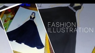 'Indo Western long gown illustration | Fashion Illustration dresses'
