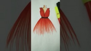 'how to draw a dress|fashion illustration easy|fashion sketch#viralshorts#ytshorts#trendingfashion'