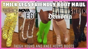 'Thick legs friendly knee/thigh high boots Try-on haul | Fashion Nova, Shein, Ego Official, Demonia'