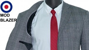 'Prince of wales mod blazer 30% Off I 1960\'s style mod cut tailored check blazer jacket for men'