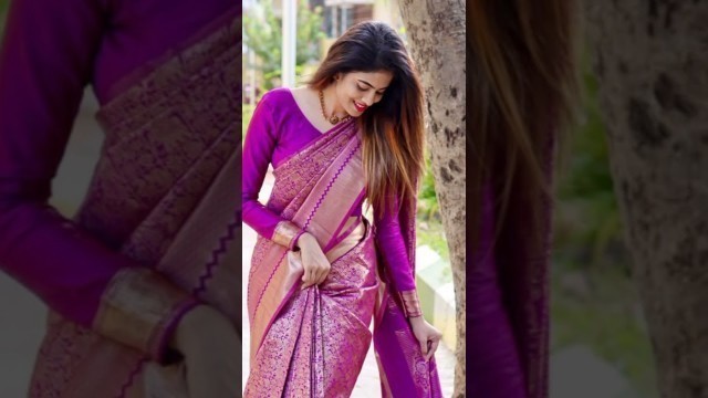 'purple saree fashion#saree #fashion #shorts'