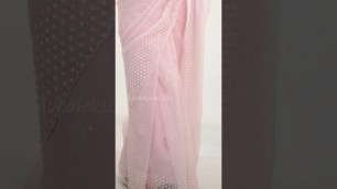 'Baby pink designer saree with bead work. #saree #fashion'