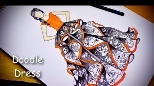 'How to draw Beautiful Doodle dress/ dress design/ fashion illustration/ sketch/ drawing'