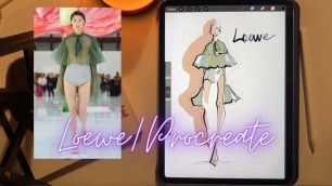 'Procreate fashion art / Digital fashion illustration real time sketching'