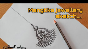 'Gold Mangtika jewellery sketch design//Mangtika pencil sketch//fashion Mangtika ornaments'