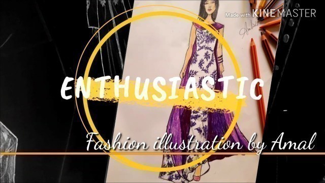 'FASHION ILLUSTRATION MODEL 5 : How TO Draw a Beautiful Dress /تعليم رسم وتصميم فستان طويل'