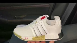 'Adidas NMD R1 Tokyo White Gold shoes'