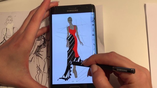 Fashion Illustration on Samsung Galaxy Note Edge  by designer Liliana Pryma