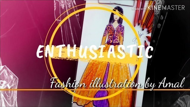 'FASHION ILLUSTRATION MODEL 4 : How TO Draw Caftan cloche Traditional /تعليم رسم وتصميم قفطان كلوش'