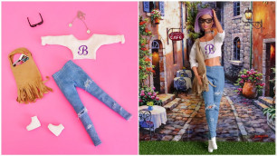 'How to Make Barbie Clothes DIY Doll Dress Crafts - ropa de muñecas - poupée vêtement'