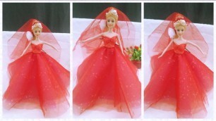 'Guiding how to sew wedding dress for barbie doll | Barbie Tutorial | Clothes Barbie wedding dress'