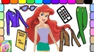 'Dress Up Disney Princess Ariel Barbie To Be A Fashion Designer And Learn Names Of Colors And Clothes'