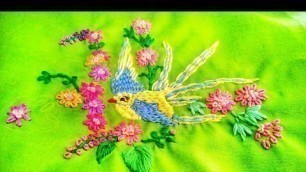 'Hand embroidery work/birds and flowers embroidery/fashion designing tutorial malayalam'