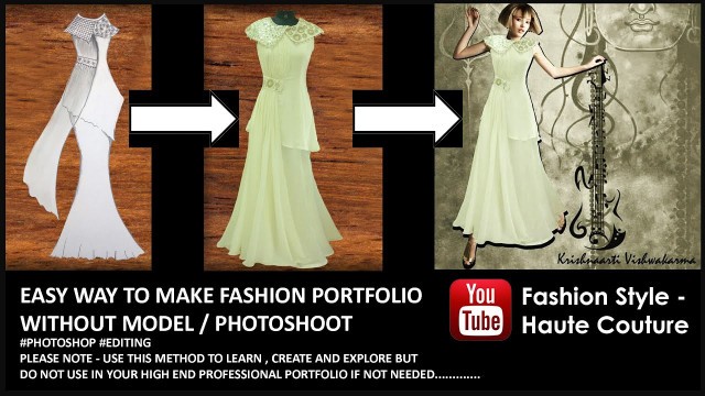 'How to create fashion portfolio, Add clothes on model ADOBE PHOTOSHOP- Fashion style - Haute Couture'