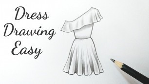 'How to draw a beautiful girl dress drawing design easy Fashion illustration dresses drawing'